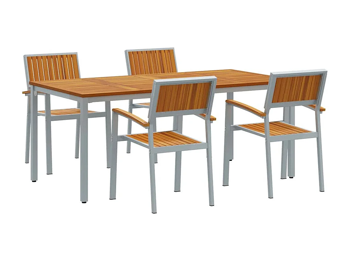 Ensemble de salle à manger pour jardin 5 pcs Gris et marron