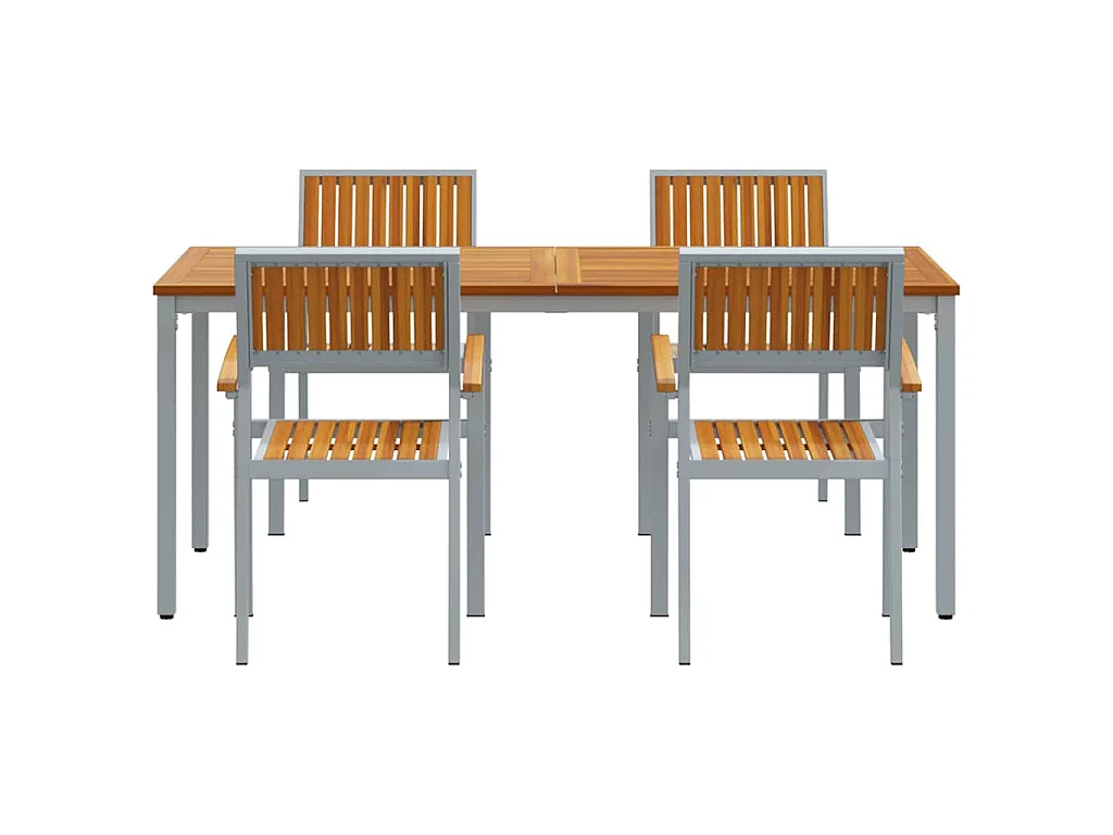 Juego de comedor de jardín de 5 piezas en gris y marrón