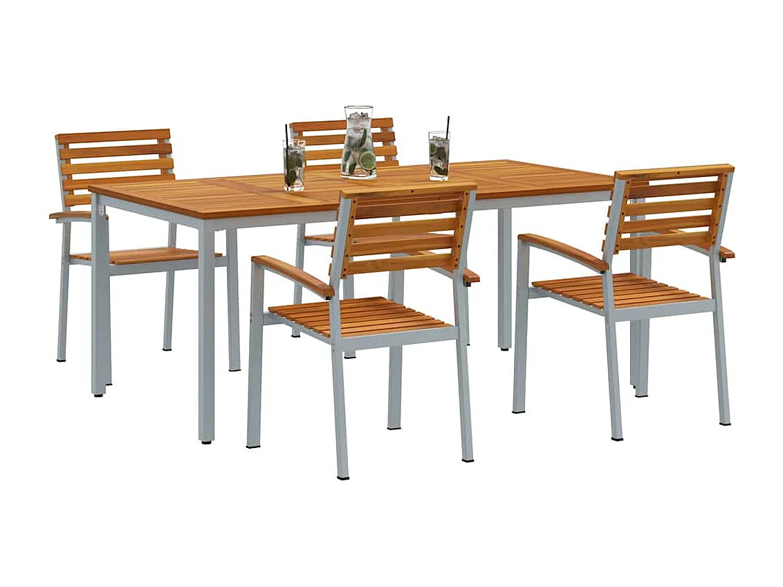 Ensemble de salle à manger pour jardin 5 pcs Gris et marron