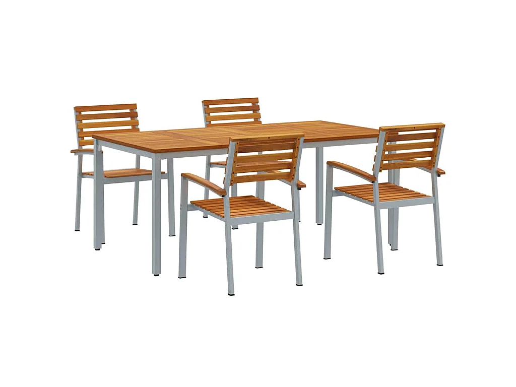 Juego de comedor de jardín de 5 piezas en gris y marrón