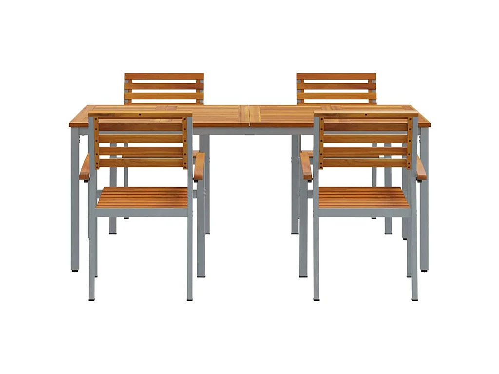 Juego de comedor de jardín de 5 piezas en gris y marrón