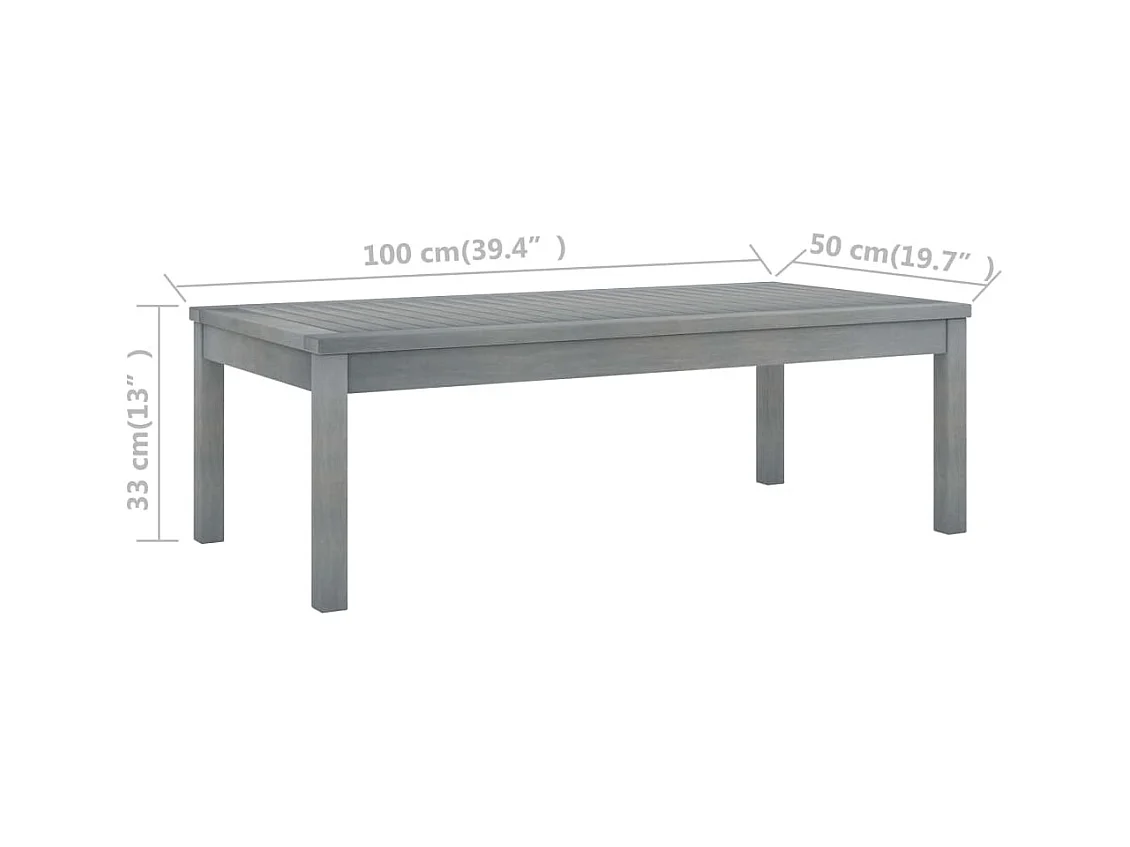 Salontafel 100x50x33 cm Grijs Massief acaciahout