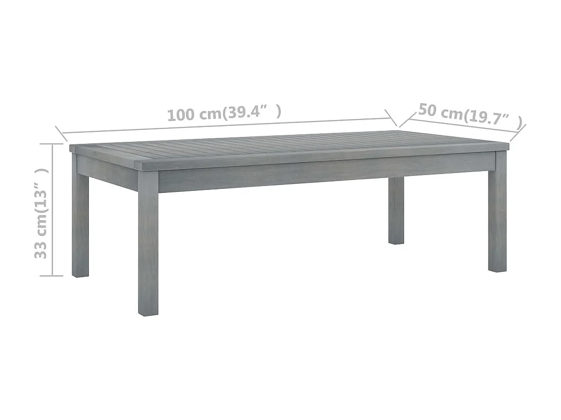 Salontafel 100x50x33 cm Grijs Massief acaciahout