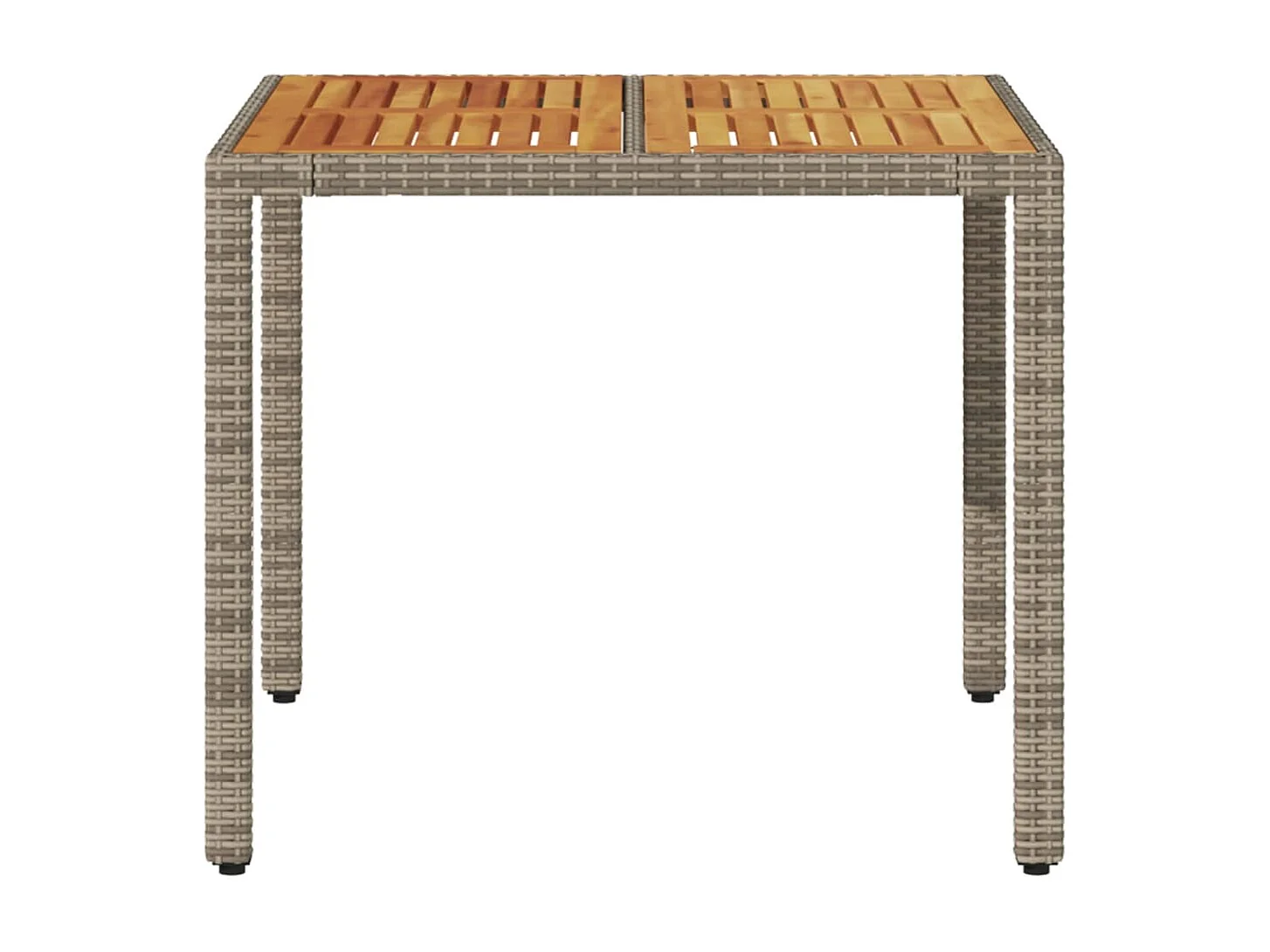 Mesa de jardín y tablero en madera de acacia gris con resina trenzada.
