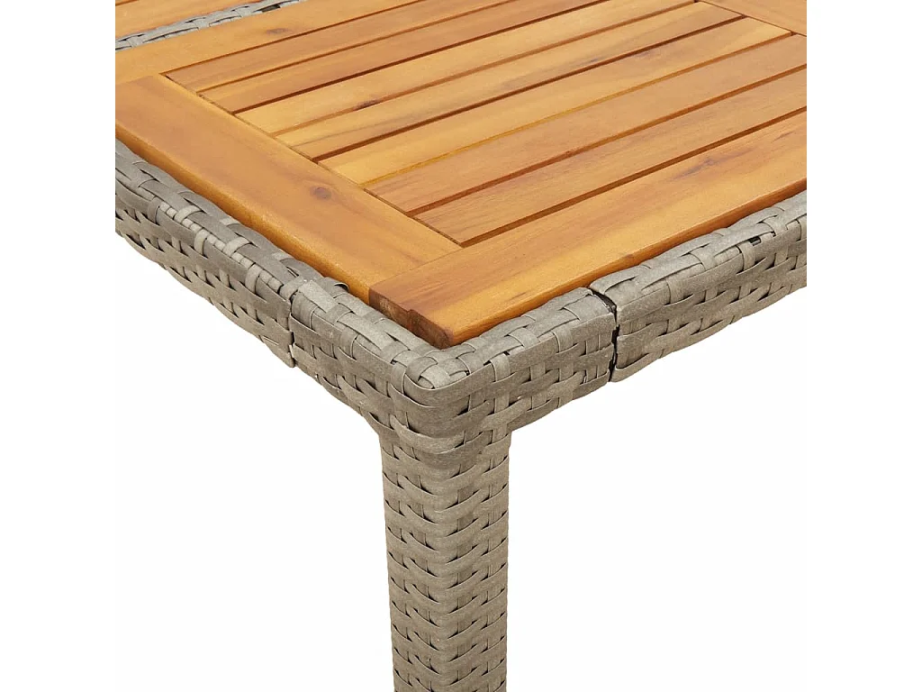 Gartentisch und Platte aus grauem Akazienholz mit gewebtem Harz