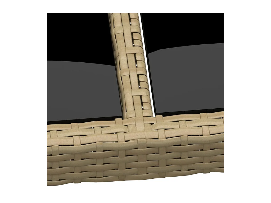 Tuintafel met beige glazen blad en gevlochten hars