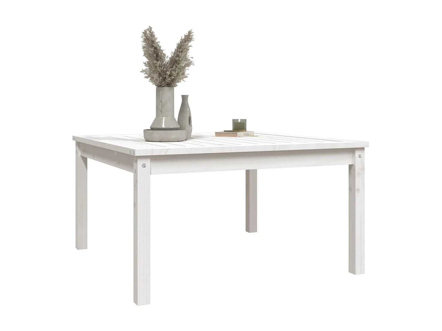 Tavolo da giardino bianco 82,5x82,5x45 cm in legno massello di pino