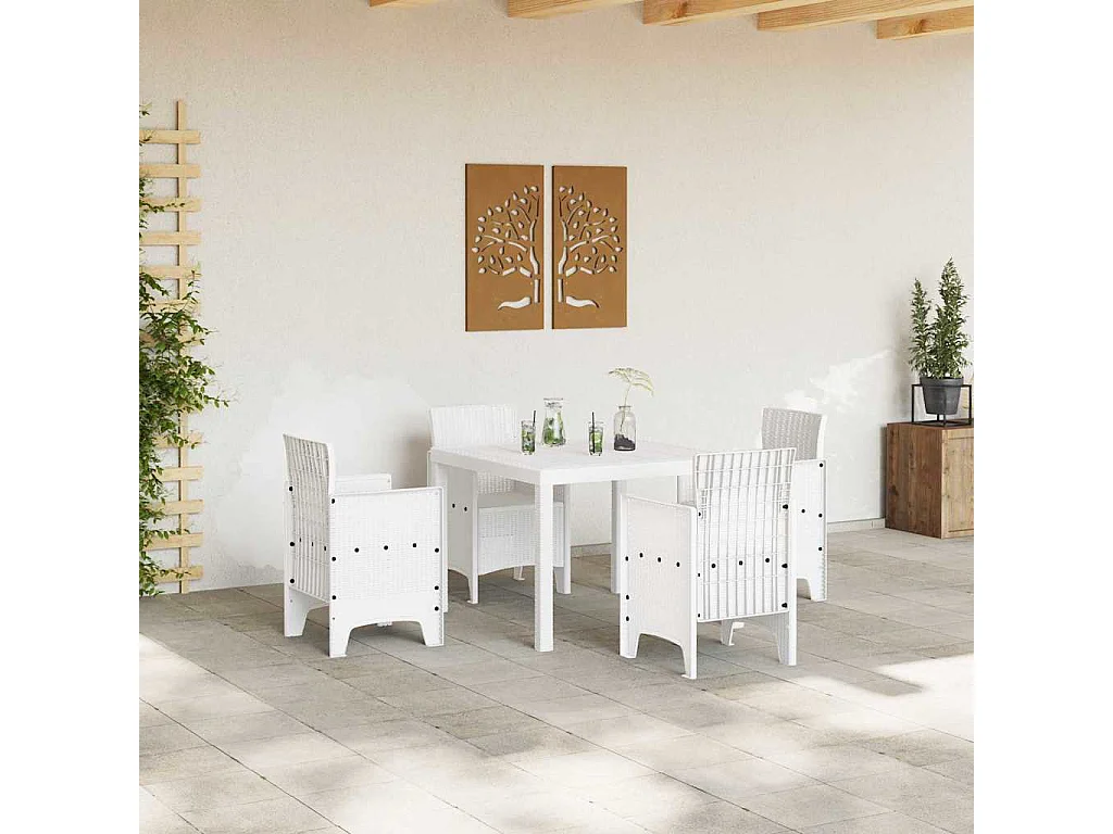 Tavolo da giardino bianco 100 x 100 x 73 cm in polyrattan