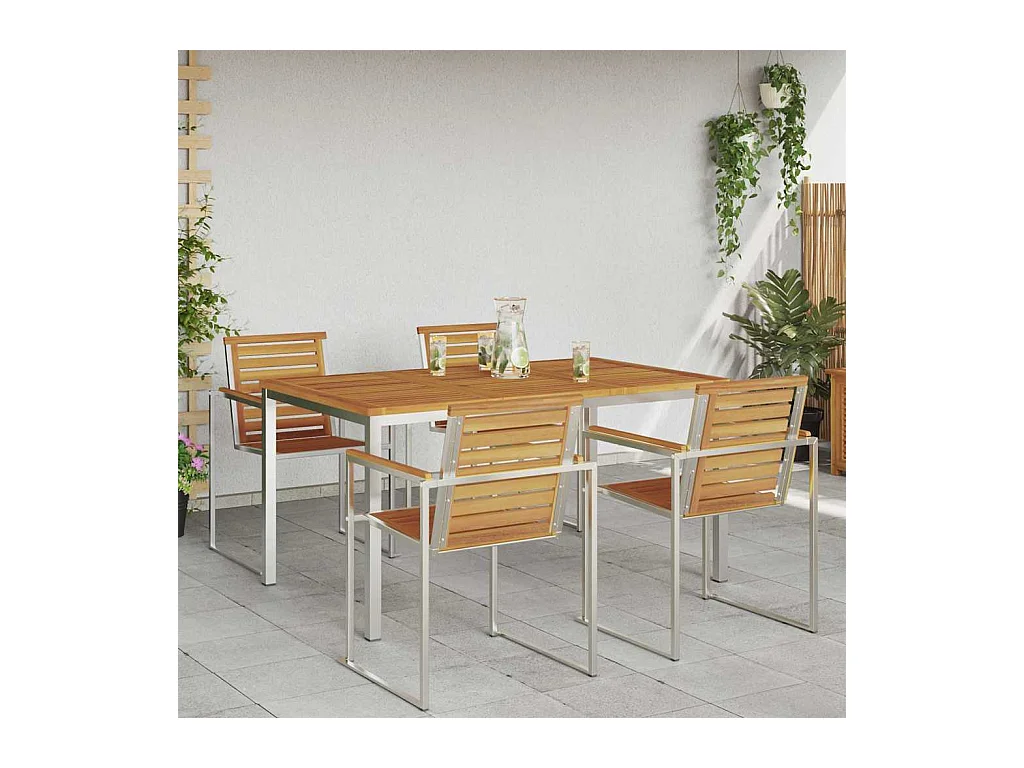 Table à manger d'extérieur Marron Bois d'acacia massif