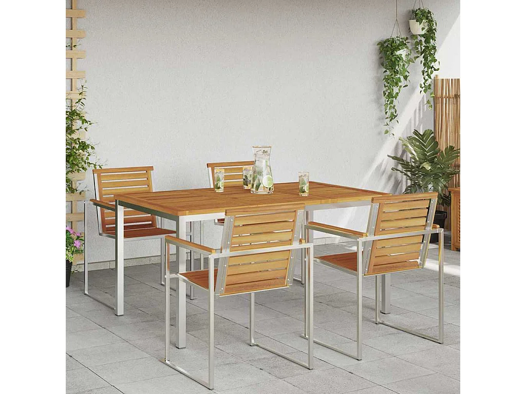 Eettafel voor buiten, bruin, massief acaciahout
