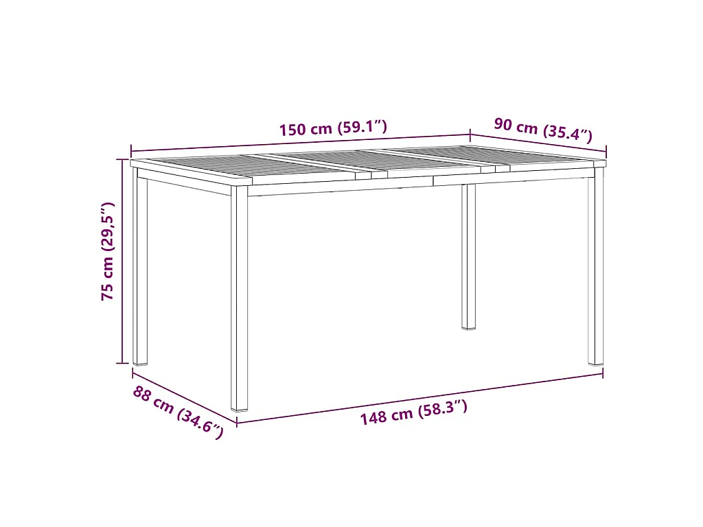 Eettafel voor buiten, bruin, massief acaciahout