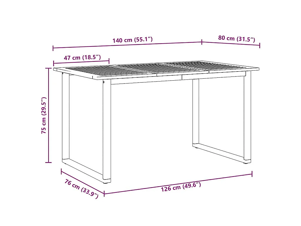 Tavolo da pranzo da giardino Grigio 140 x 80 x 75 cm