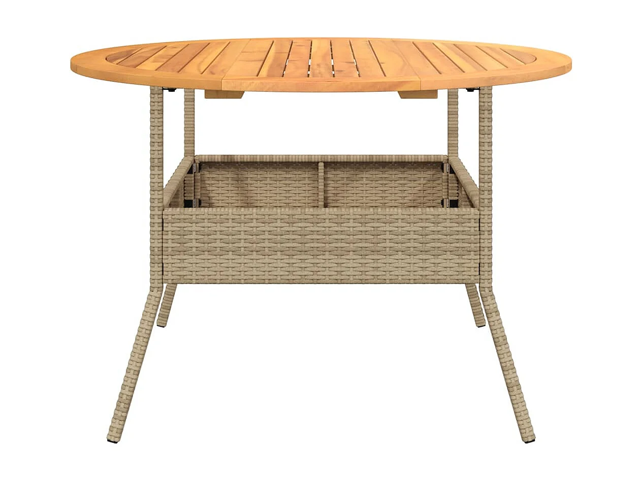 Tavolo da giardino e piano in legno di acacia beige e resina intrecciata