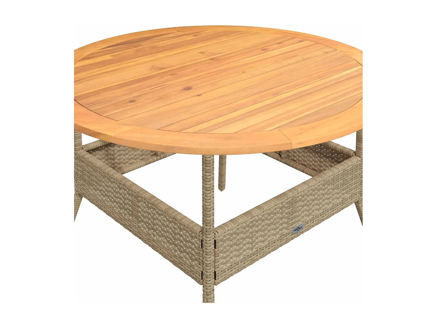 Tavolo da giardino e piano in legno di acacia beige e resina intrecciata