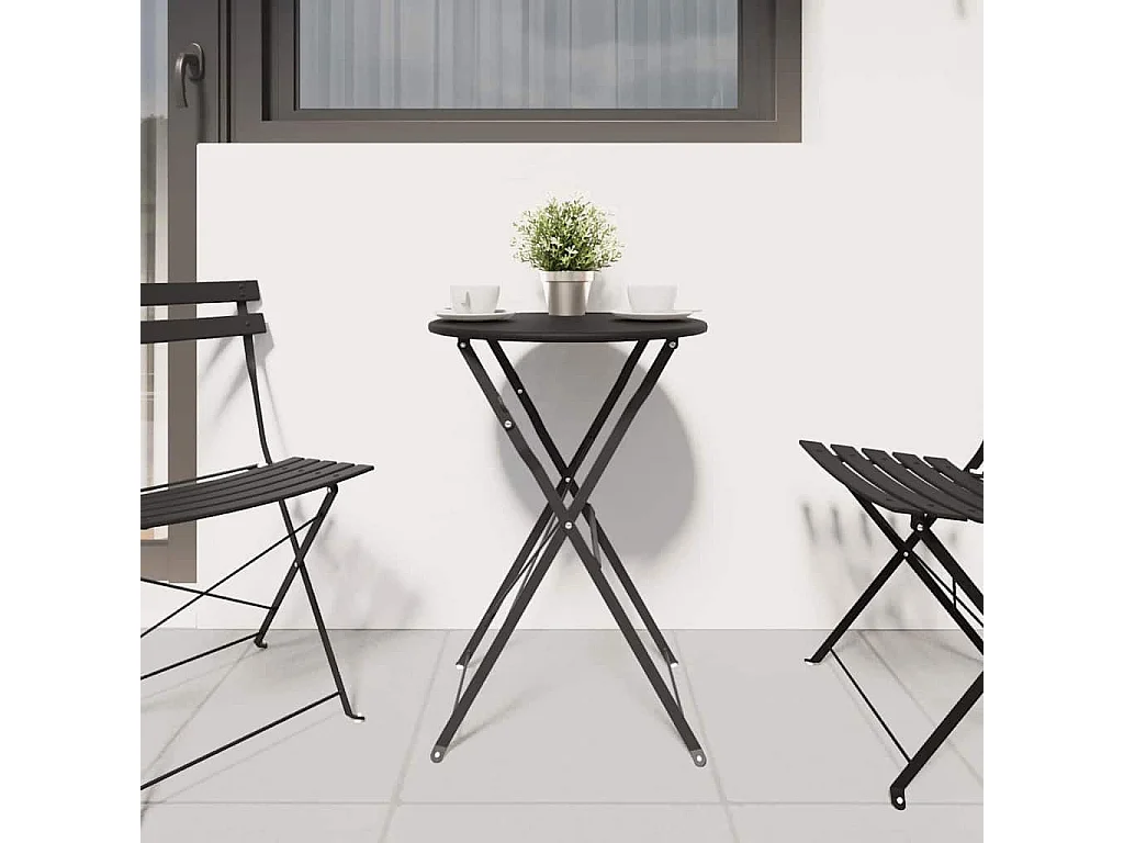 Anthrazitfarbener Bistrotisch Ø50x71 cm Pulverbeschichteter Stahl