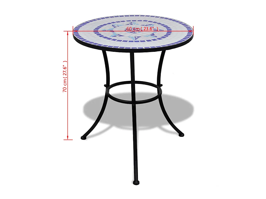 Blauw-witte bistrotafel 60 cm Mozaïek
