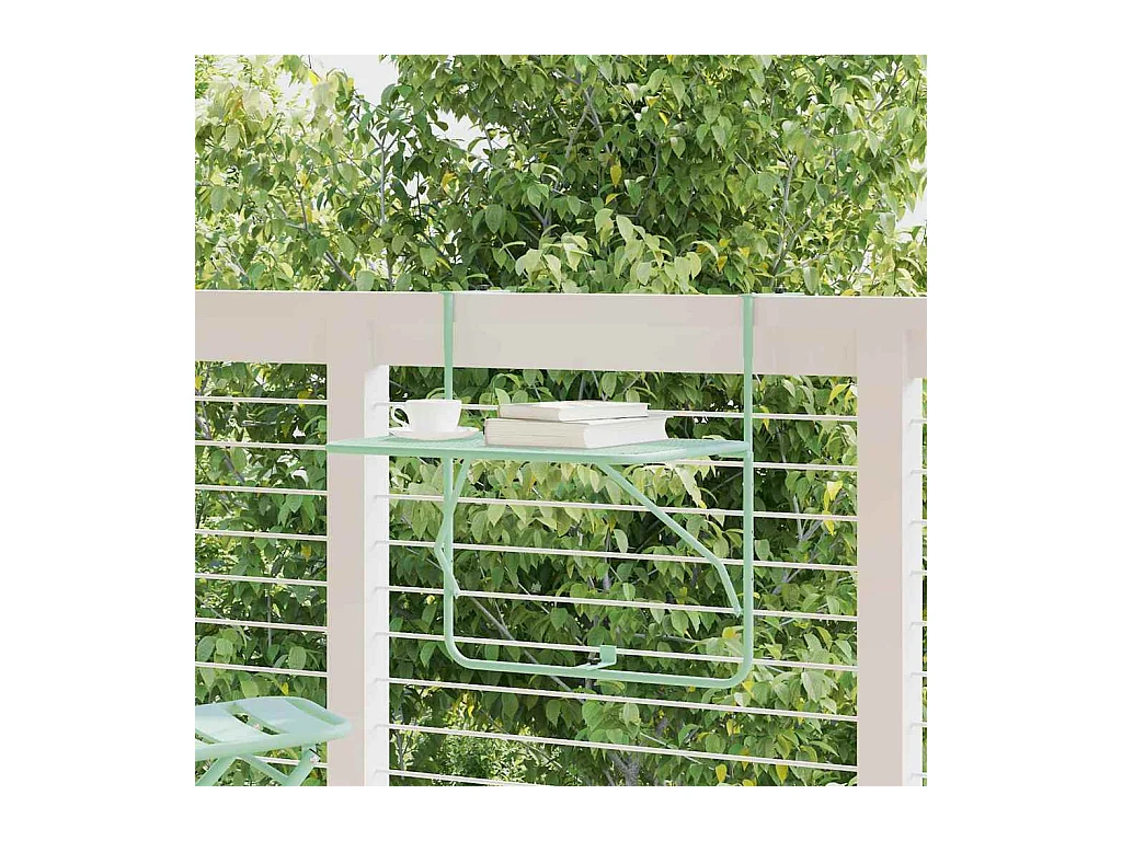 Mesa de Balcón Colgante Verde Menta 60 x 39 x 65 cm Acero