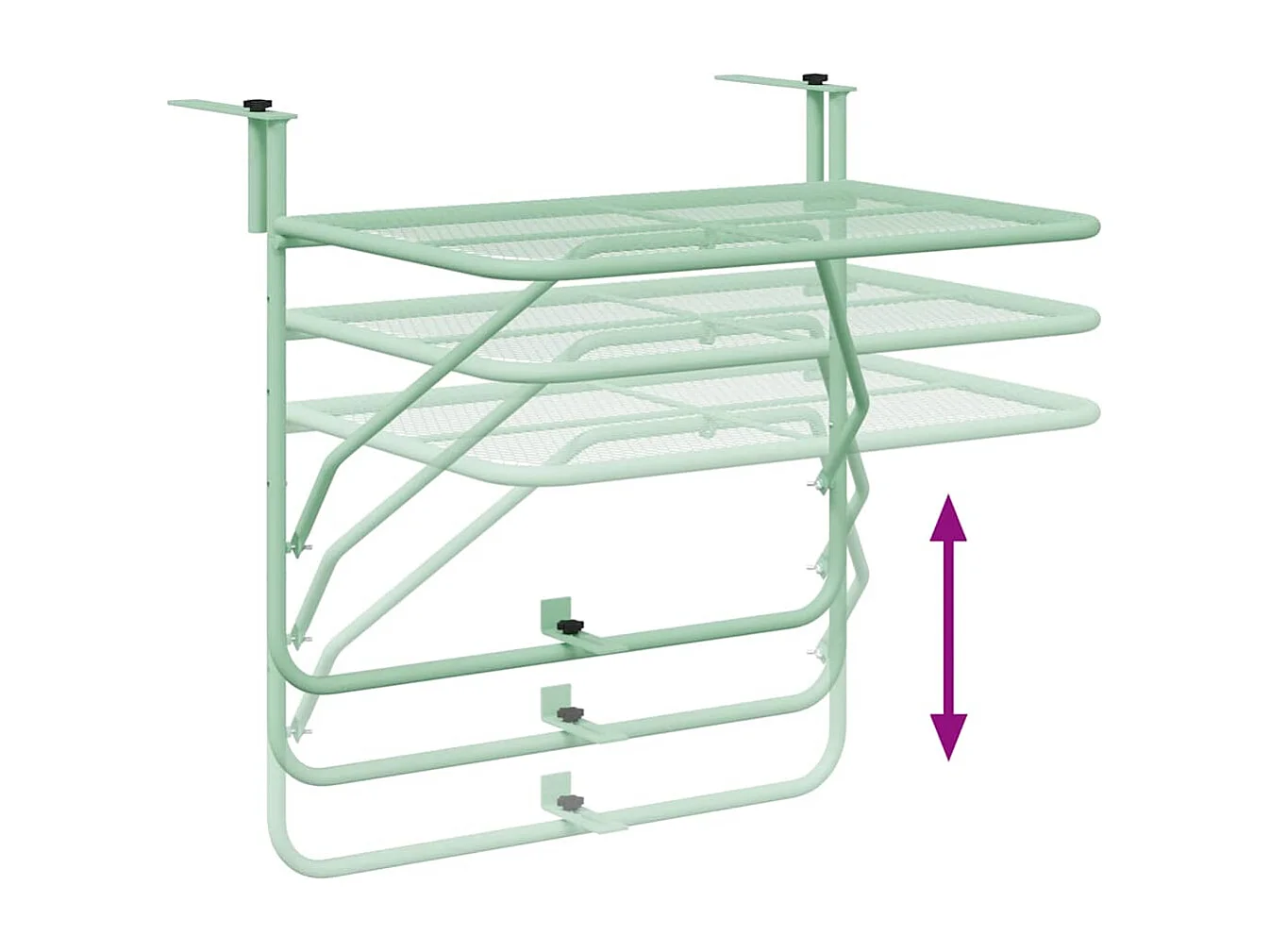 Mesa de Balcón Colgante Verde Menta 60 x 39 x 65 cm Acero