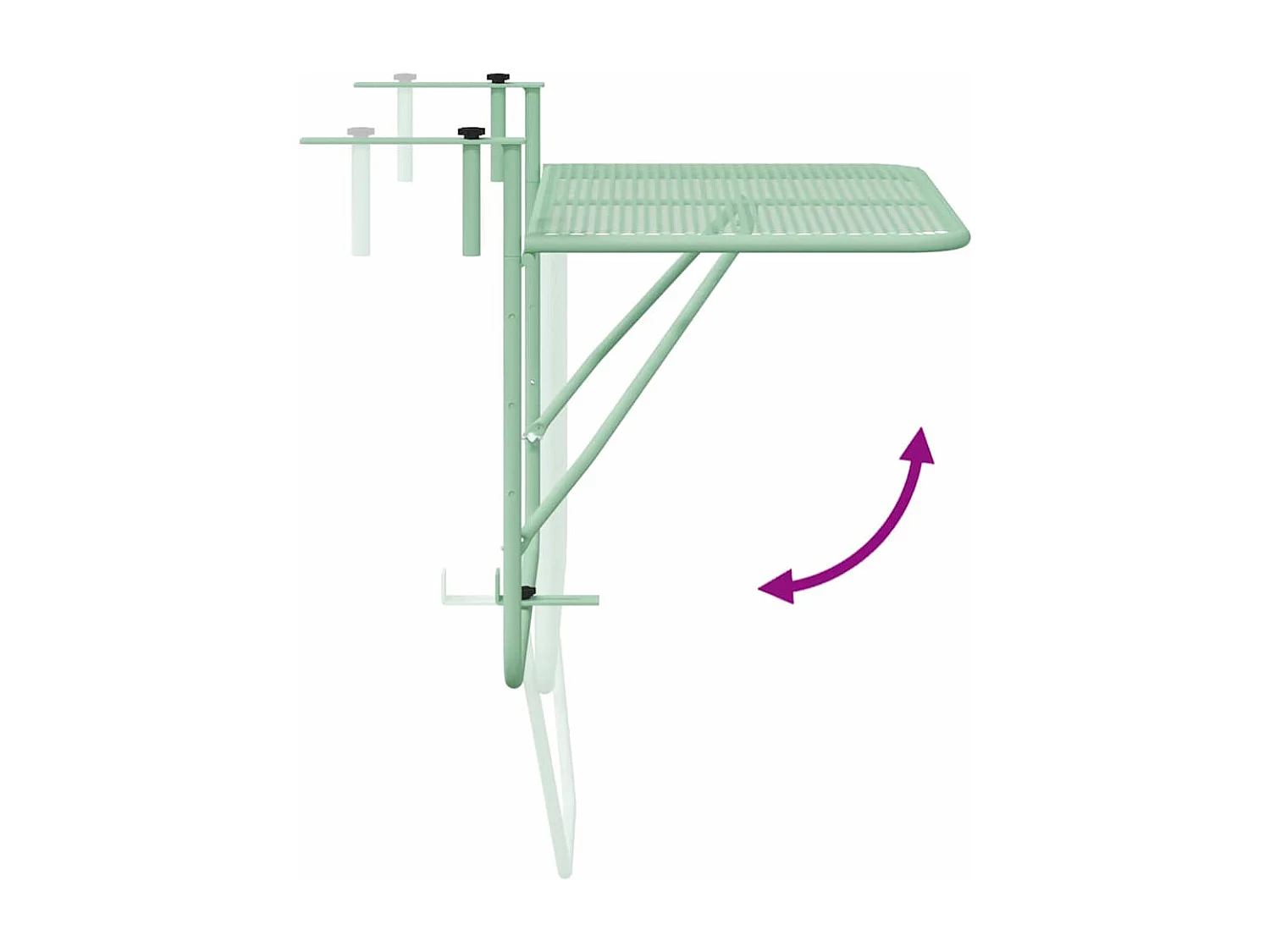 Mesa de Balcón Colgante Verde Menta 60 x 39 x 65 cm Acero