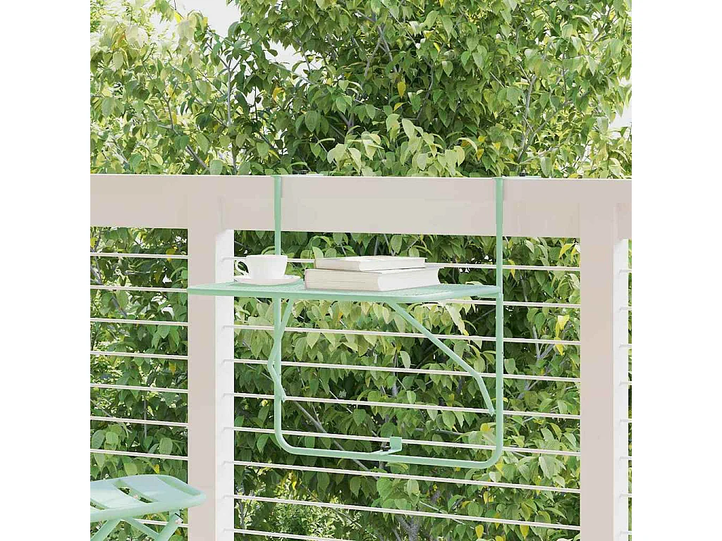 Mesa de Balcón Colgante Verde Menta 60 x 39 x 65 cm Acero
