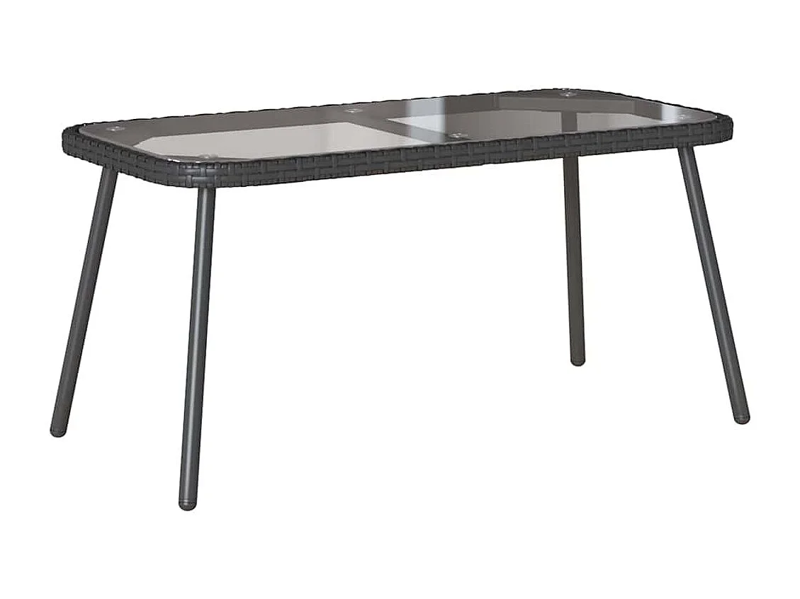 Table basse Noir 90 x 45 x 43 cm Rattan en Poly, verre