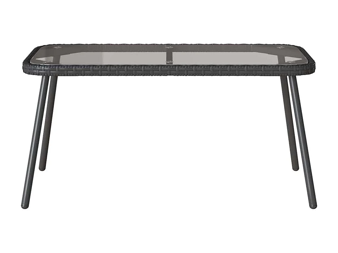 Table basse Noir 90 x 45 x 43 cm Rattan en Poly, verre