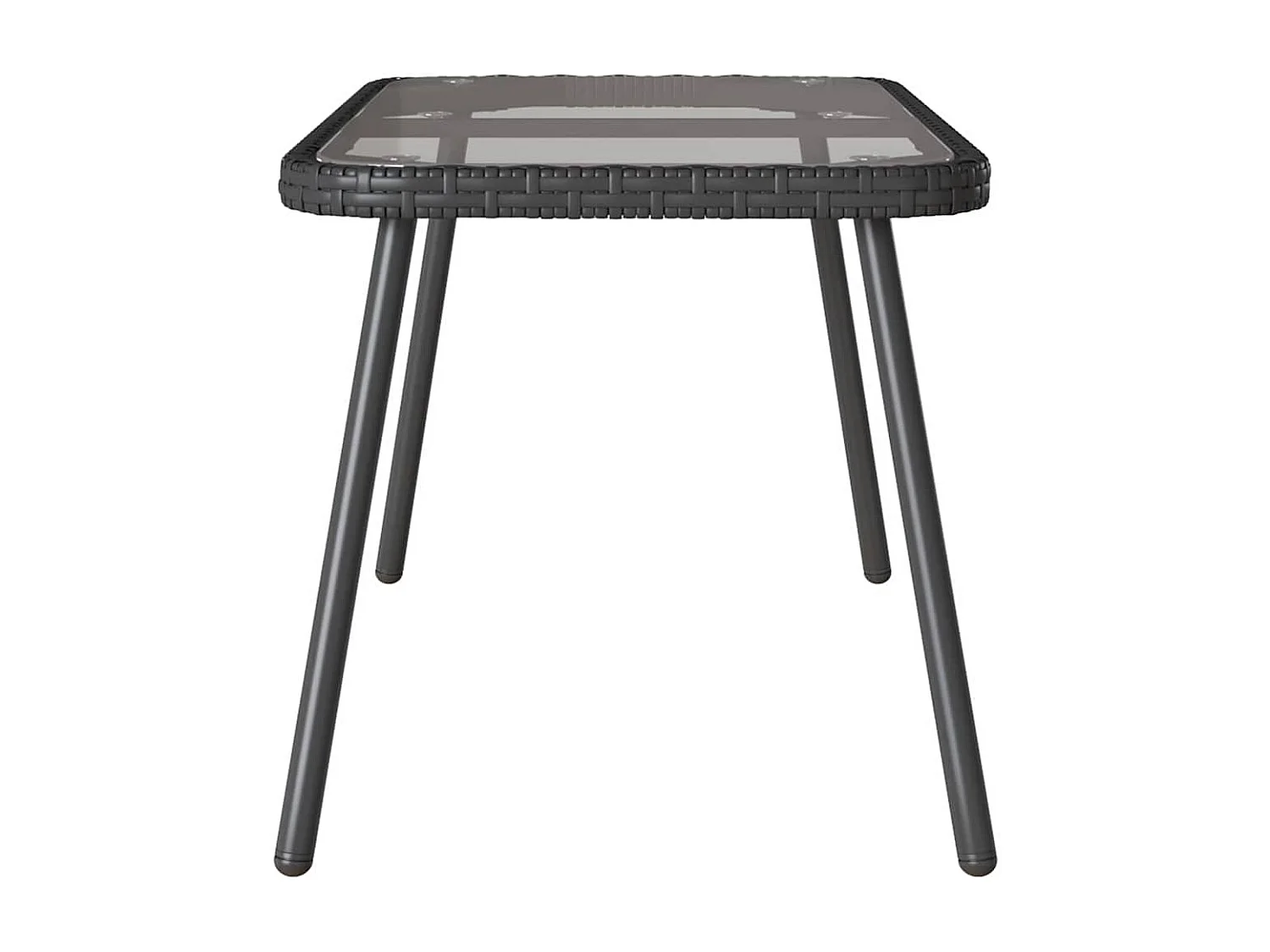 Table basse Noir 90 x 45 x 43 cm Rattan en Poly, verre