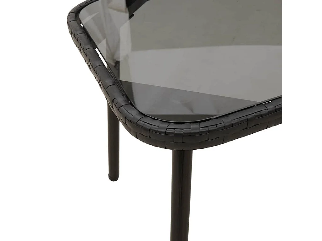 Table basse Noir 90 x 45 x 43 cm Rattan en Poly, verre