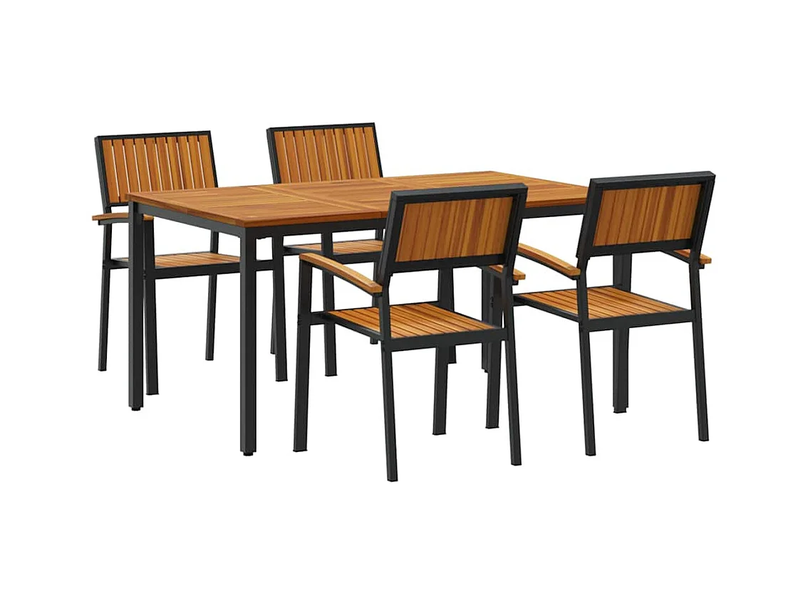 Ensemble de salle à manger pour jardin 5 pcs Noir et marron