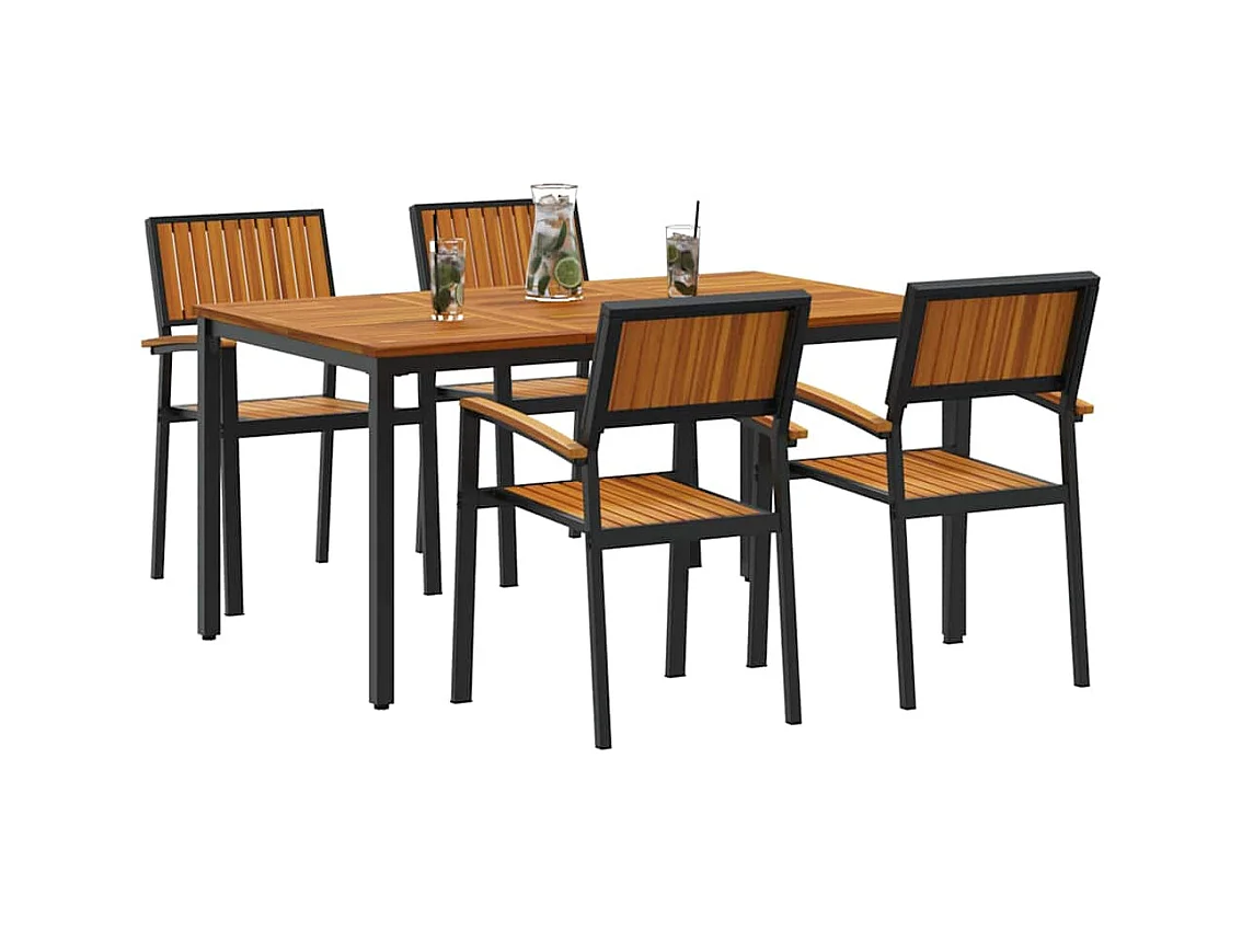 Ensemble de salle à manger pour jardin 5 pcs Noir et marron