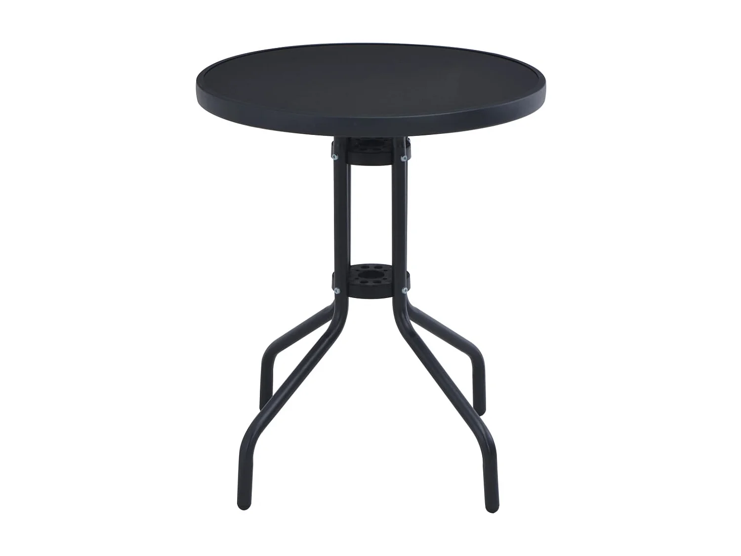 Tavolo da giardino nero 60 cm Acciaio e vetro