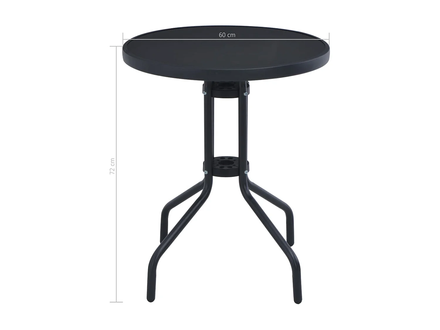 Tavolo da giardino nero 60 cm Acciaio e vetro