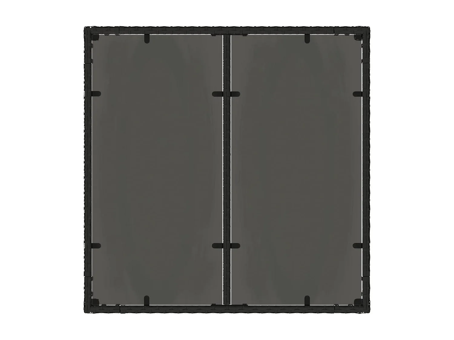 Tavolo da giardino con piano in vetro, nero, 90x90x75 cm, resina intrecciata