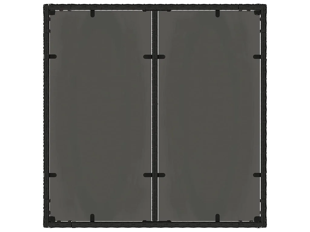 Tavolo da giardino con piano in vetro, nero, 90x90x75 cm, resina intrecciata