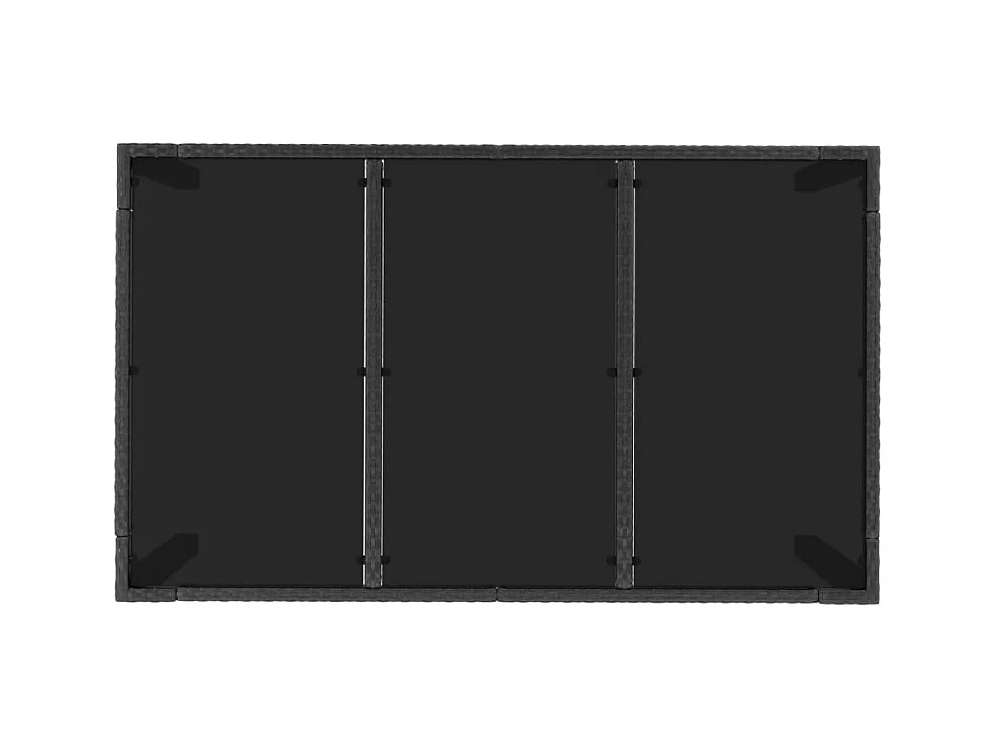 Mesa de jardín con tapa de cristal, color negro, 150x90x75cm, resina trenzada