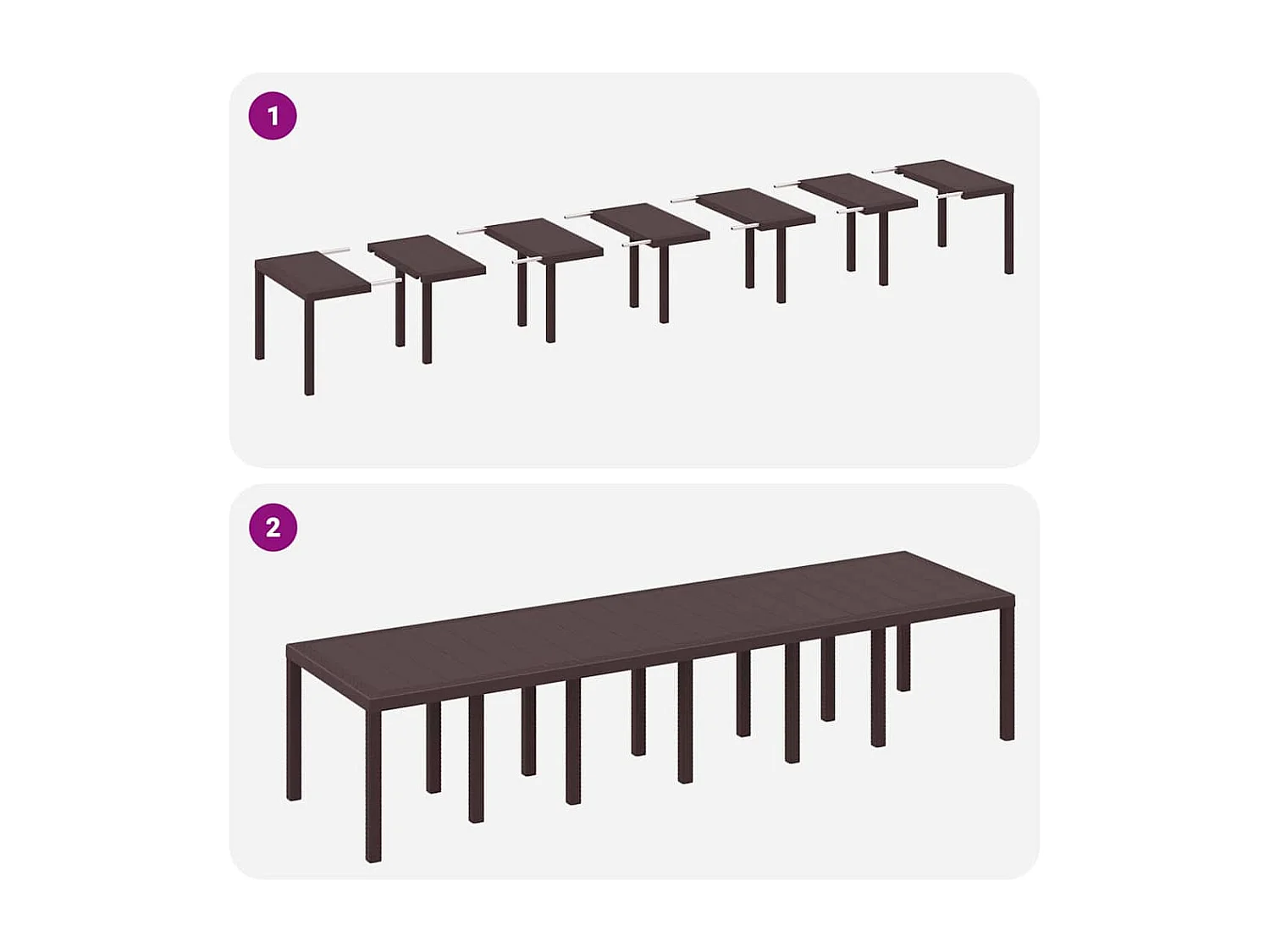 Table de Jardin Marron 350 x 100 x 73 cm polyrotin