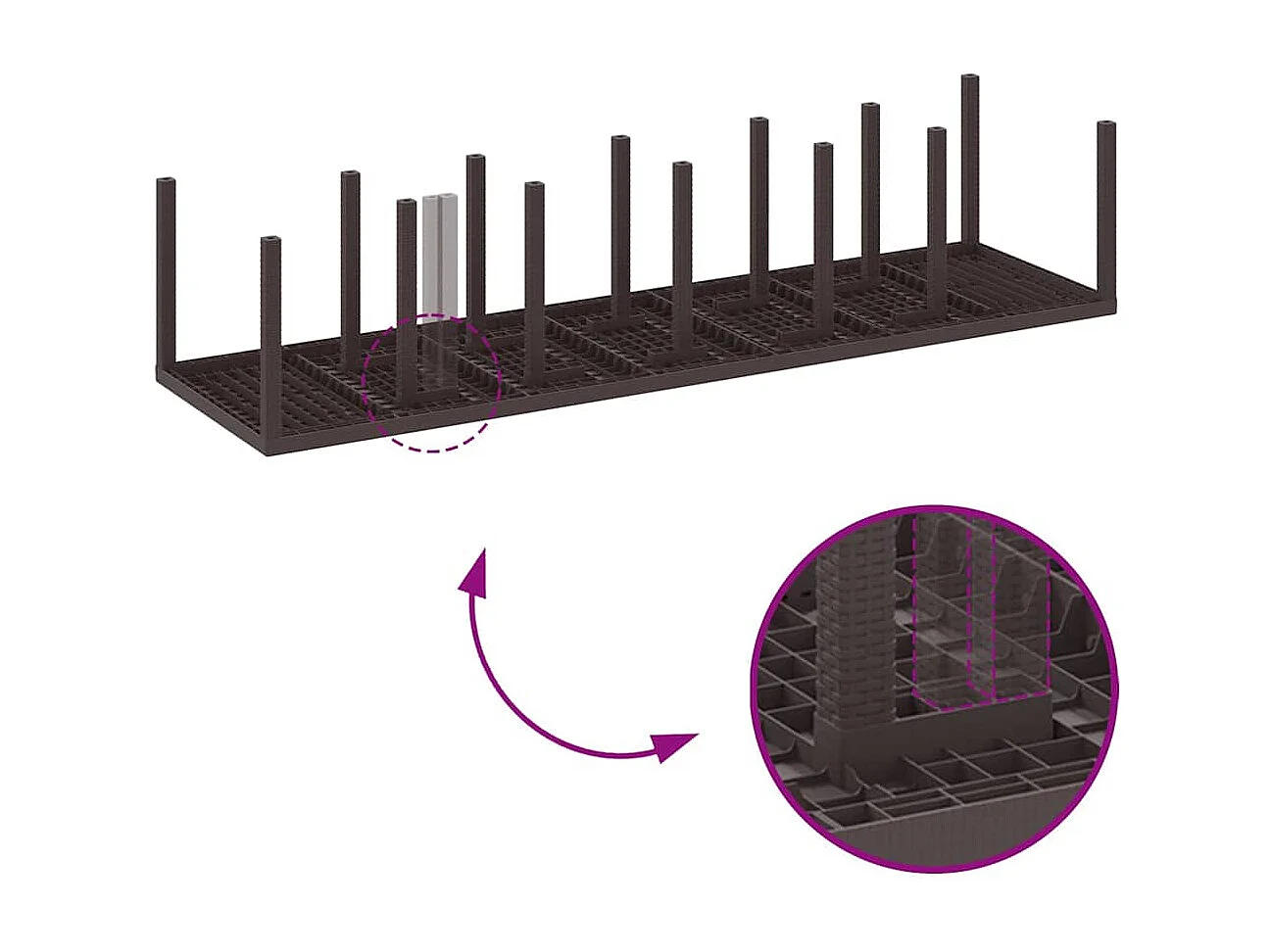 Table de Jardin Marron 350 x 100 x 73 cm polyrotin
