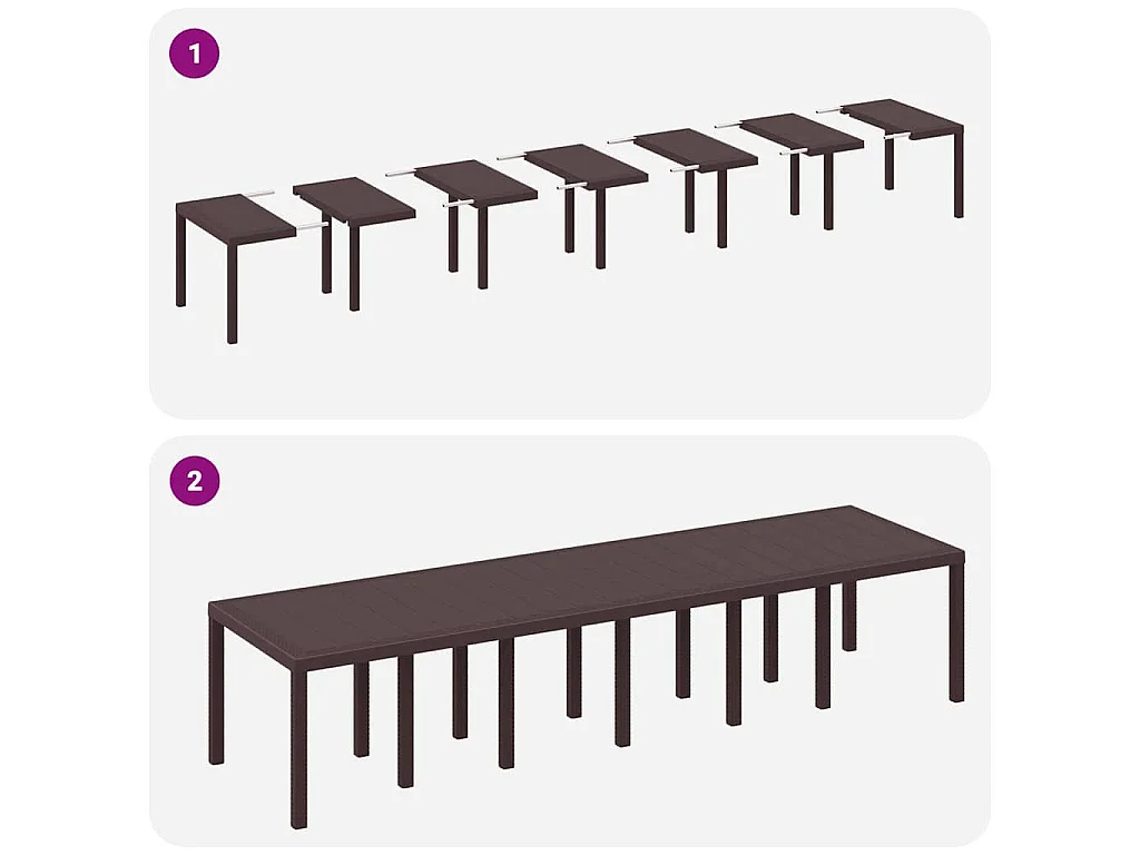 Tavolo da giardino marrone 350 x 100 x 73 cm in polyrattan