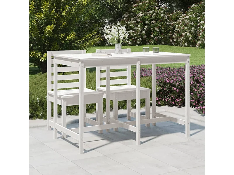 Witte tuintafel 159,5x82,5x110 cm massief grenenhout