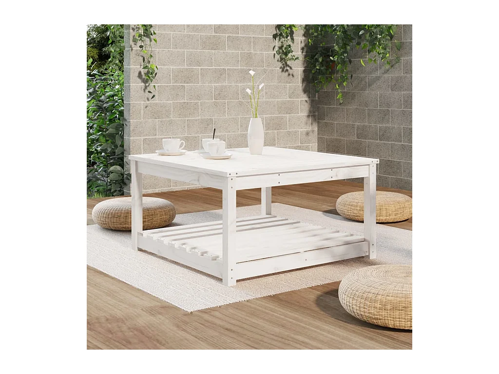 Witte tuintafel 82,5x82,5x45 cm massief grenenhout
