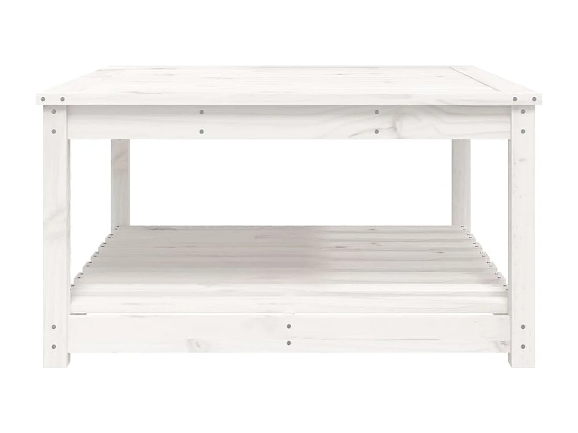 Tavolo da giardino bianco 82,5x82,5x45 cm in legno massello di pino