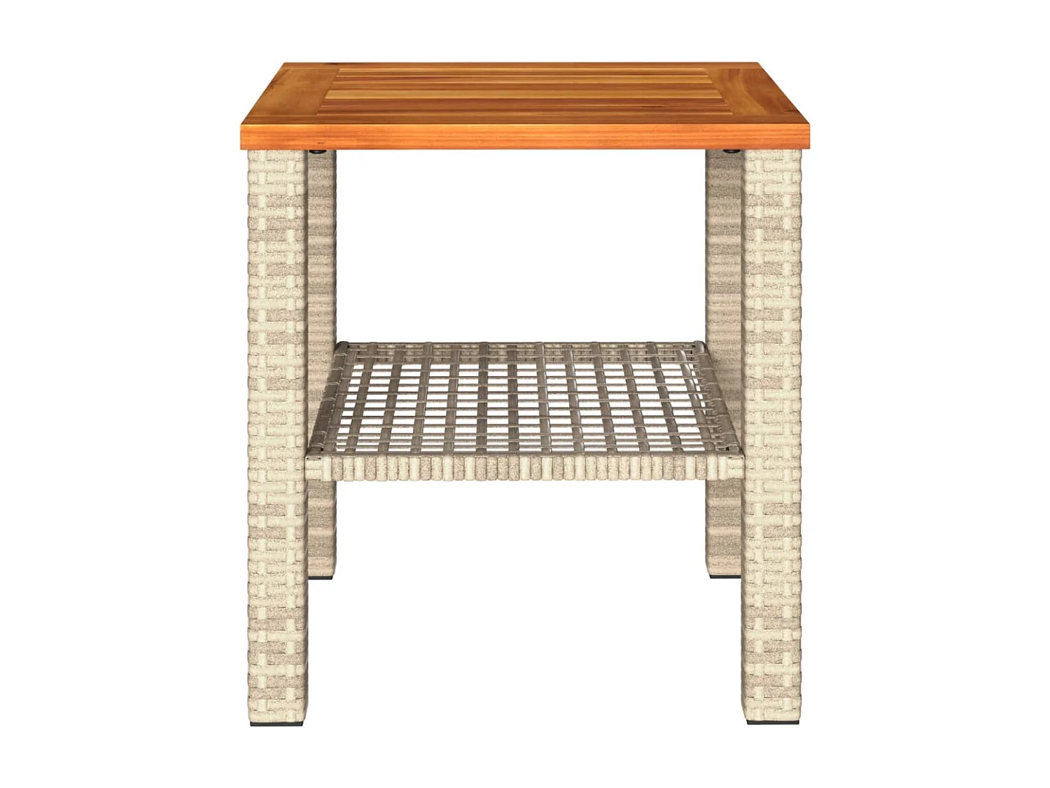 Tavolo da giardino beige 40x40x42 cm in resina intrecciata e legno di acacia