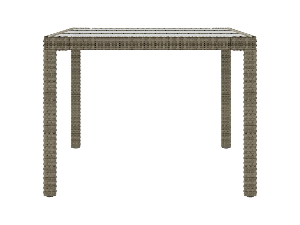 Grijze tuintafel 190x90x75 cm Gehard glas/gevlochten hars