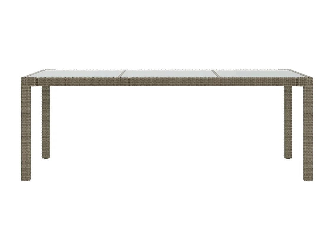 Mesa de jardín gris 190x90x75 cm Cristal templado/resina tejida