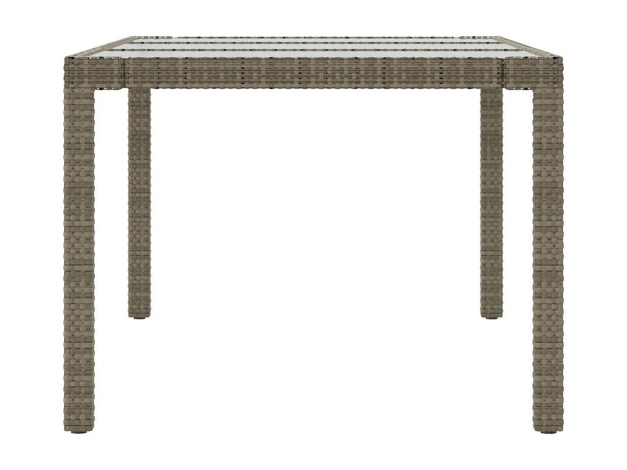 Mesa de jardín gris 190x90x75 cm Cristal templado/resina tejida
