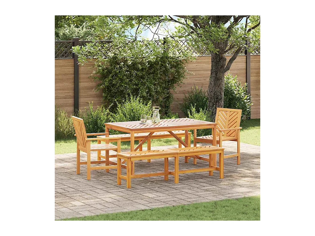 Ensemble de salle à manger pour jardin 5 pcs Marron