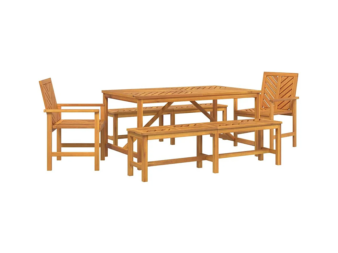 Ensemble de salle à manger pour jardin 5 pcs Marron