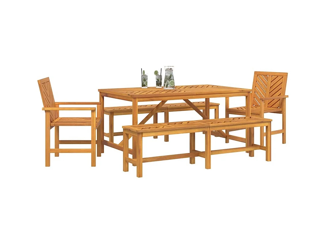 Ensemble de salle à manger pour jardin 5 pcs Marron