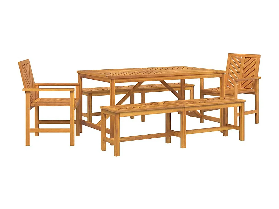 Juego de comedor de jardín de 5 piezas Marrón