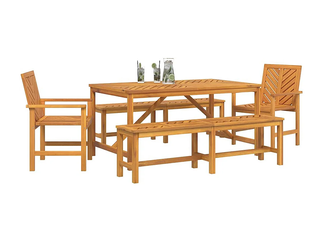 Juego de comedor de jardín de 5 piezas Marrón